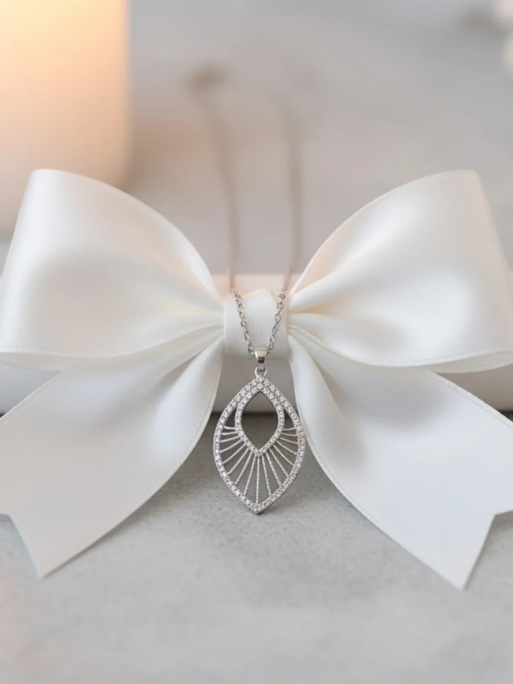 Womens Silver Tone Teardrop Pendant Necklace